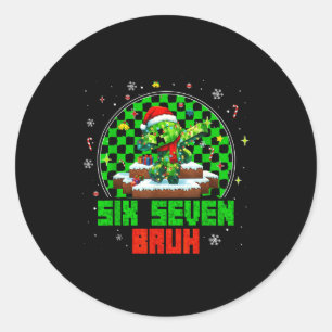 Funny Six Seven 67 Bruh Meme 6 7 Santa Christmas P Classic Round Sticker