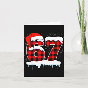 Funny Six Seven 67 Christmas Red Plaid Xmas Gen Al Card