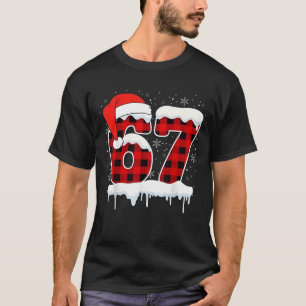 Funny Six Seven 67 Christmas Red Plaid Xmas Gen Al T-Shirt