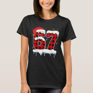 Funny Six Seven 67 Christmas Red Plaid Xmas Gen Al T-Shirt