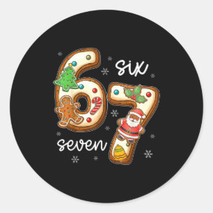 Funny Six Seven 67 Gingerbread Christmas Boys Xmas Classic Round Sticker