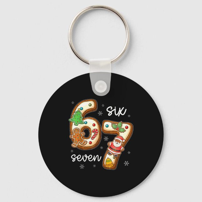 Funny Six Seven 67 Gingerbread Christmas Boys Xmas Key Ring (Front)