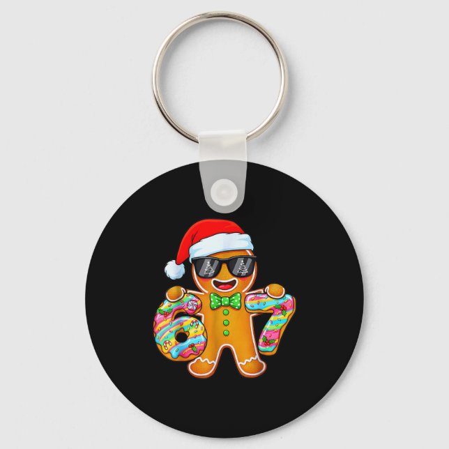 Funny Six Seven 67 Gingerbread Christmas Boys Xmas Key Ring (Front)