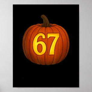Funny Six Seven 67 Halloween Pumpkin Jackolantern Poster