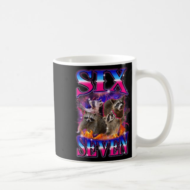 Funny Six Seven 67 Meme 67 Racoon Meme Bootleg Gra Coffee Mug (Right)