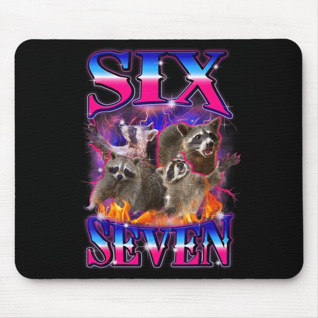 Funny Six Seven 67 Meme 67 Racoon Meme Bootleg Gra Mouse Mat (Front)