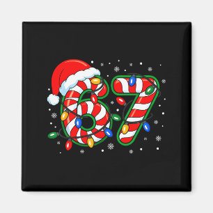 Funny Six Seven 67 Meme 6 7 Christmas Candy Cane B Magnet