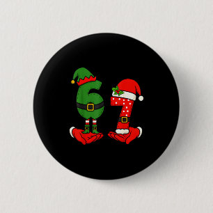 Funny Six Seven 67 Meme 6 7 Christmas Elf Hand Boy 6 Cm Round Badge
