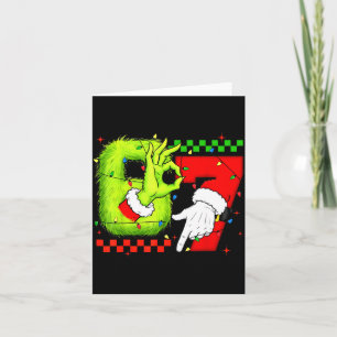 Funny Six Seven 67 Meme 6 7 Christmas Elf Hand Boy Card