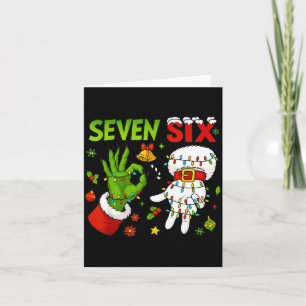 Funny Six Seven 67 Meme 6 7 Christmas Elf Hand Boy Card