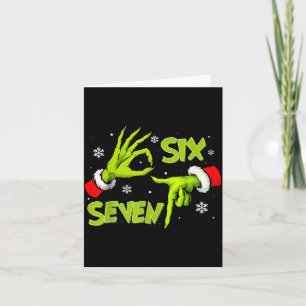 Funny Six Seven 67 Meme 6 7 Christmas Elf Hand Boy Card