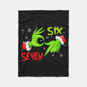 Funny Six Seven 67 Meme 6 7 Christmas Elf Hand Boy Fleece Blanket