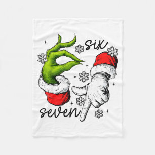 Funny Six Seven 67 Meme 6 7 Christmas Elf Hand Boy Fleece Blanket