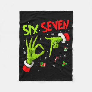 Funny Six Seven 67 Meme 6 7 Christmas Elf Hand Boy Fleece Blanket