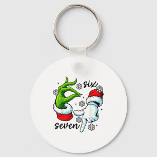 Funny Six Seven 67 Meme 6 7 Christmas Elf Hand Boy Key Ring
