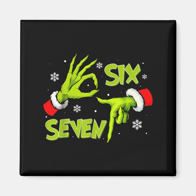 Funny Six Seven 67 Meme 6 7 Christmas Elf Hand Boy Magnet (Front)