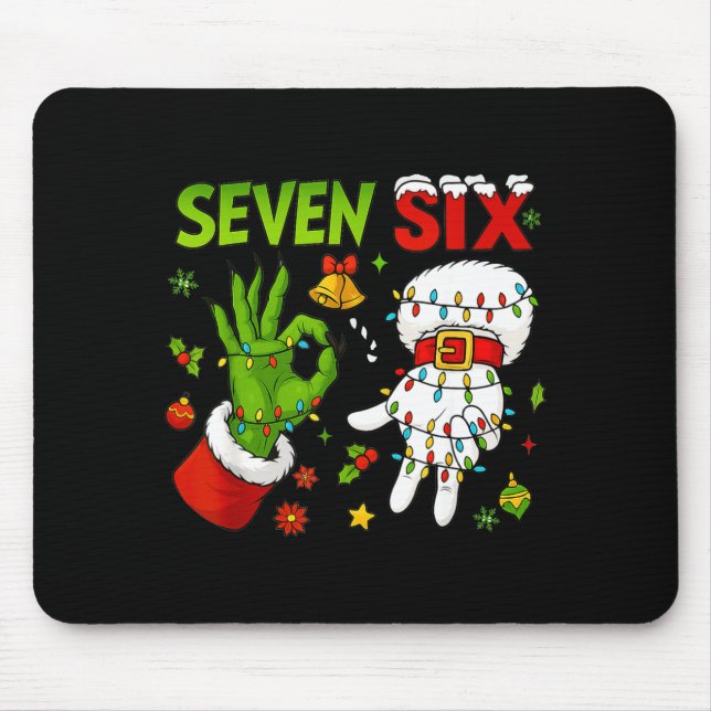 Funny Six Seven 67 Meme 6 7 Christmas Elf Hand Boy Mouse Mat (Front)