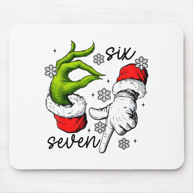 Funny Six Seven 67 Meme 6 7 Christmas Elf Hand Boy Mouse Mat (Front)