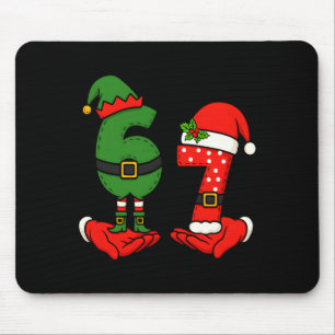 Funny Six Seven 67 Meme 6 7 Christmas Elf Hand Boy Mouse Mat