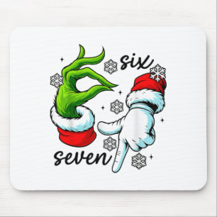 Funny Six Seven 67 Meme 6 7 Christmas Elf Hand Boy Mouse Mat