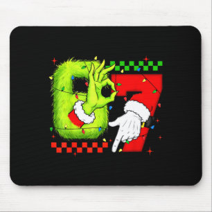 Funny Six Seven 67 Meme 6 7 Christmas Elf Hand Boy Mouse Mat