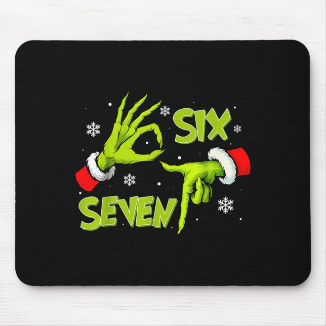 Funny Six Seven 67 Meme 6 7 Christmas Elf Hand Boy Mouse Mat (Front)