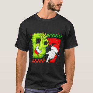 Funny Six Seven 67 Meme 6 7 Christmas Elf Hand Boy T-Shirt