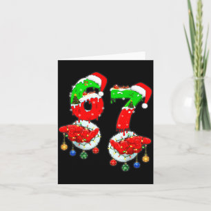 Funny Six Seven 67 Meme 6 7 Christmas Santa Hand B Card