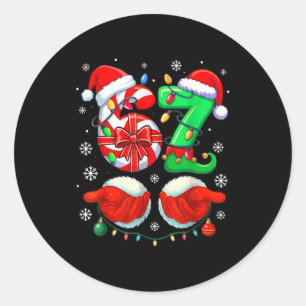 Funny Six Seven 67 Meme 6 7 Christmas Santa Hand B Classic Round Sticker