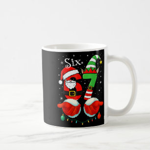 Funny Six Seven 67 Meme 6 7 Christmas Santa Hand B Coffee Mug