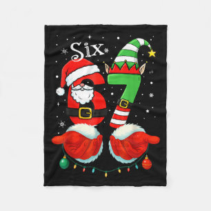Funny Six Seven 67 Meme 6 7 Christmas Santa Hand B Fleece Blanket