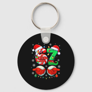 Funny Six Seven 67 Meme 6 7 Christmas Santa Hand B Key Ring