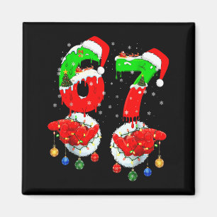 Funny Six Seven 67 Meme 6 7 Christmas Santa Hand B Magnet