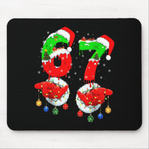 Funny Six Seven 67 Meme 6 7 Christmas Santa Hand B Mouse Mat