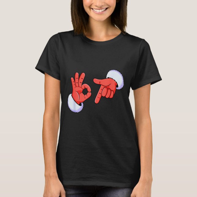 Funny Six Seven 67 Meme 6 7 Christmas Santa Hand B T-Shirt (Front)