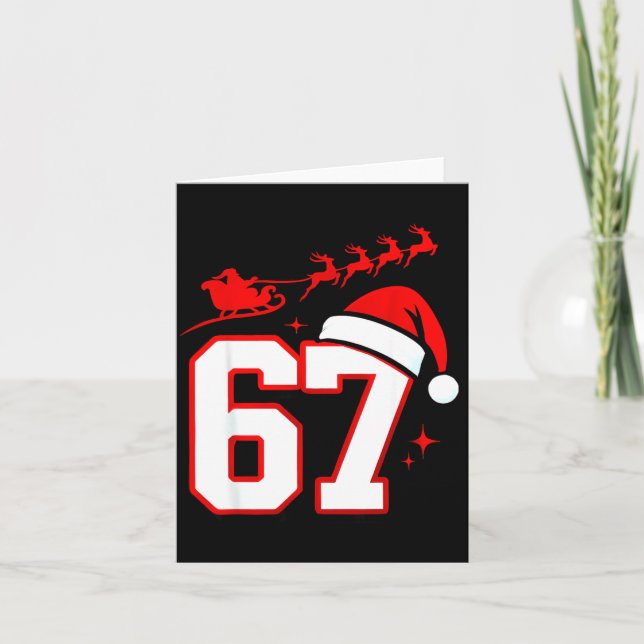 Funny Six Seven 67 Meme 6 7 Elf Santa Christmas Pa Card (Front)