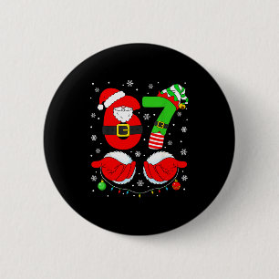 Funny Six Seven 67 Meme 6 7 Elf Santa Christmas Pa Cm Round Badge