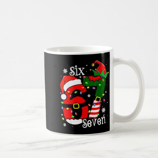 Funny Six Seven 67 Meme 6 7 Elf Santa Christmas Pa Coffee Mug (Right)