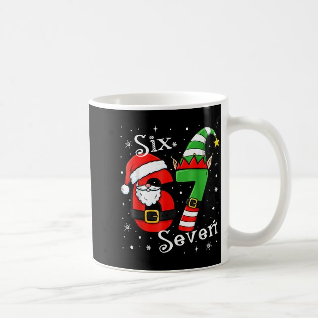Funny Six Seven 67 Meme 6 7 Elf Santa Christmas Pa Coffee Mug (Right)