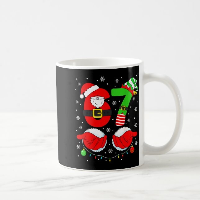 Funny Six Seven 67 Meme 6 7 Elf Santa Christmas Pa Coffee Mug (Right)