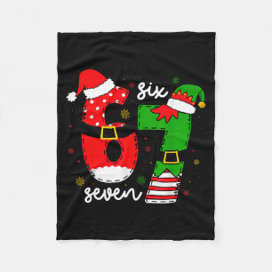Funny Six Seven 67 Meme 6 7 Elf Santa Christmas Pa Fleece Blanket