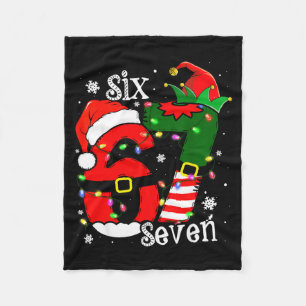 Funny Six Seven 67 Meme 6 7 Elf Santa Christmas Pa Fleece Blanket