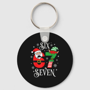 Funny Six Seven 67 Meme 6 7 Elf Santa Christmas Pa Key Ring