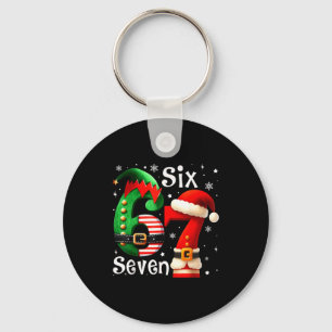 Funny Six Seven 67 Meme 6 7 Elf Santa Christmas Pa Key Ring