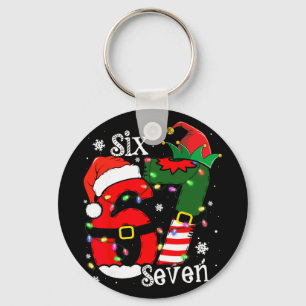 Funny Six Seven 67 Meme 6 7 Elf Santa Christmas Pa Key Ring
