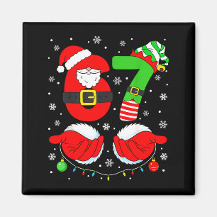 Funny Six Seven 67 Meme 6 7 Elf Santa Christmas Pa Magnet
