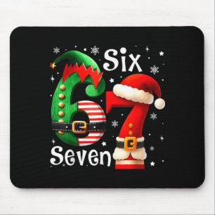 Funny Six Seven 67 Meme 6 7 Elf Santa Christmas Pa Mouse Mat