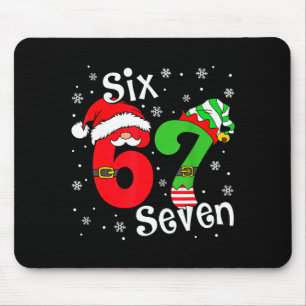Funny Six Seven 67 Meme 6 7 Elf Santa Christmas Pa Mouse Mat