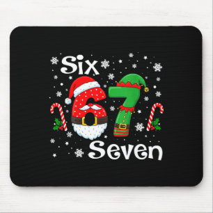 Funny Six Seven 67 Meme 6 7 Elf Santa Christmas Pa Mouse Mat