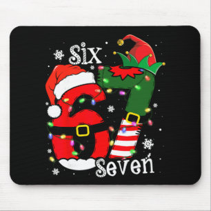 Funny Six Seven 67 Meme 6 7 Elf Santa Christmas Pa Mouse Mat